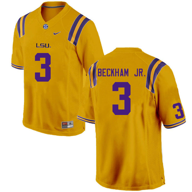 LSU Tigers #3 Odell Beckham Jr. College Football Jerseys Stitched Sale-Gold